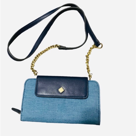 crown & ivy Handbags - Crown and Ivy Small Crossbody Beautiful Blues; Gold w/Leather Strap NWOT
